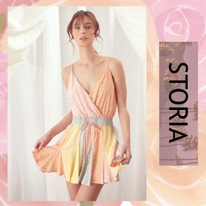 STORIA Sexy Star Print Romper W/Full Pleated Skirt